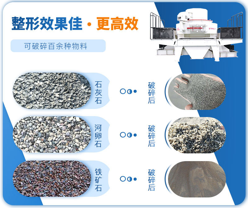 制砂機成品粒度多樣化，各種石料都不怕